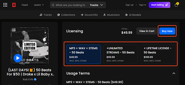purchase beatstars license