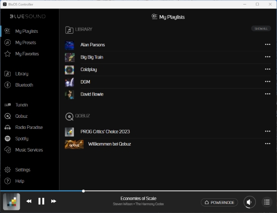 qobuz playlist in bluesound player