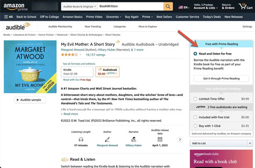 read and listen for free on prime reading