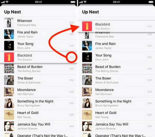 reorder songs on apple music up next queue