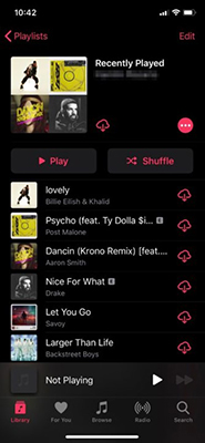 recently played apple music edit