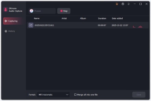 record itunes with drmare audio capture