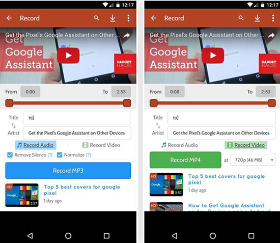 record music from youtube android