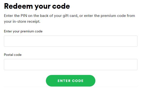 redeem spotify gift code