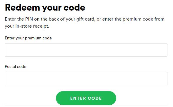 Spotify redeem code not working