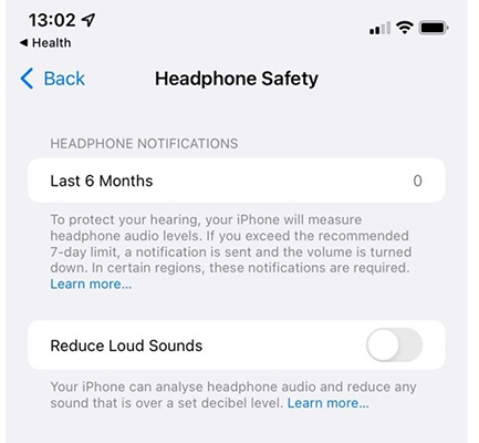 turn off reduce loud sounds