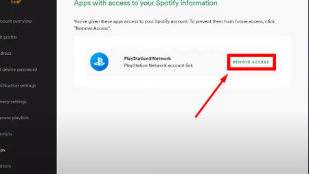 remove spotify ps4 access