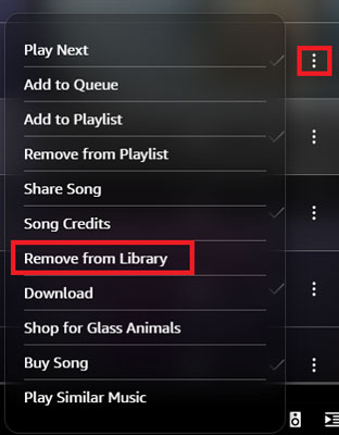 remove songs from amazon music library