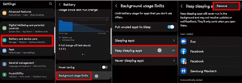 remove tidal from deelp slepping apps list
