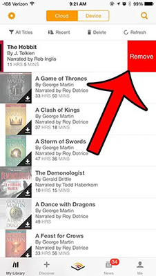 remove audible books on ios