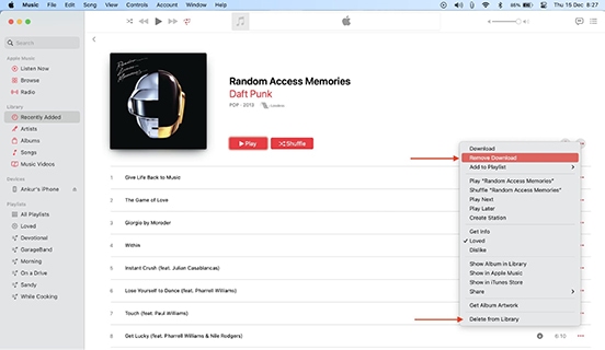 delete apple music downloads mac