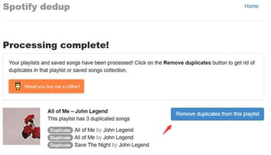 remove duplicate spotify songs