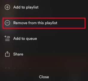 remove spotify liked songs from a playlist