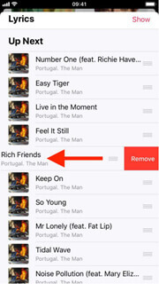 cclear queue on apple music on iphone