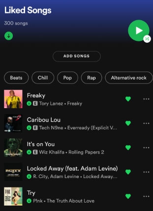 remove liked songs from spotify on mobile