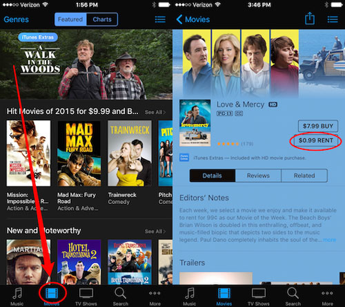 rent itunes movies