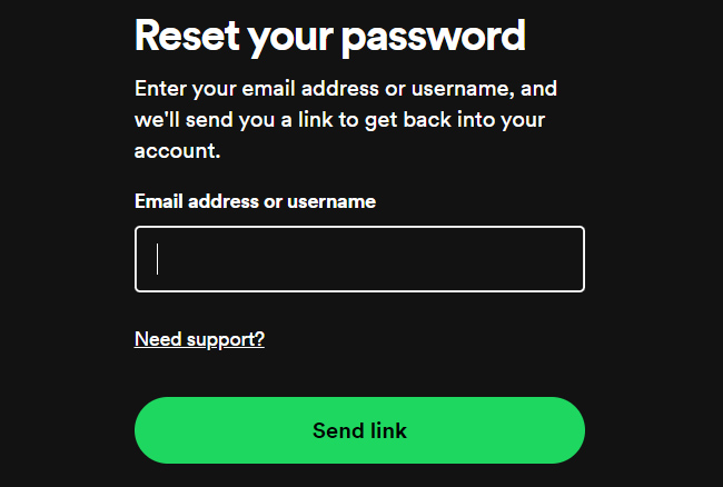 reset spotify password