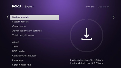 system update to fix amazon not working on roku