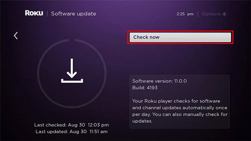 check for roku software update