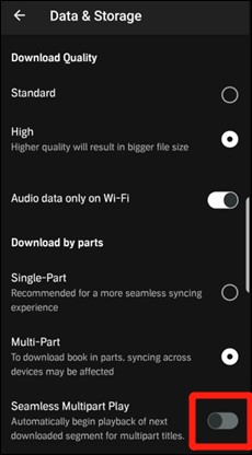seamless multipart play audible