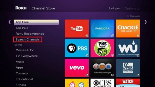 search apple music channels on roku