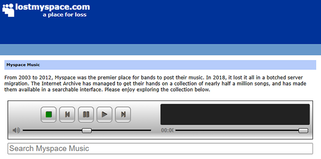 search and download songs from myspace in internet archive