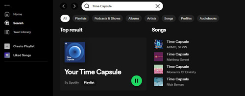 how to find spotify time capsule by searching