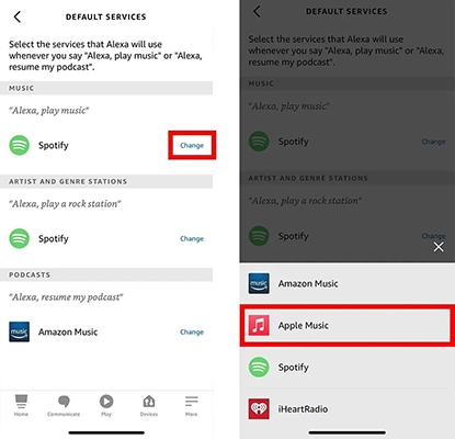 set apple music as default on alexa