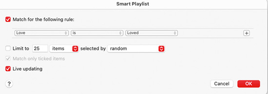 set rules for smart playlist