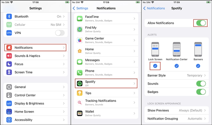 turn on spotify notifications on iphone