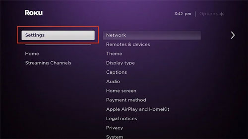 roku settings