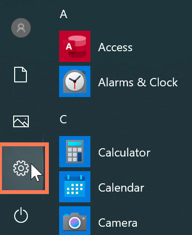 find settings on windows