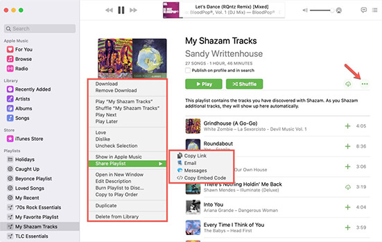 share playlist on apple music mac
