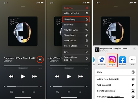 share apple music playlist to instagram