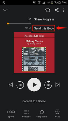 share audible audiobooks from audible playing screen on mobile