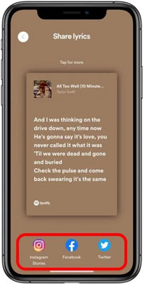 share lyrics on spotify  mobile