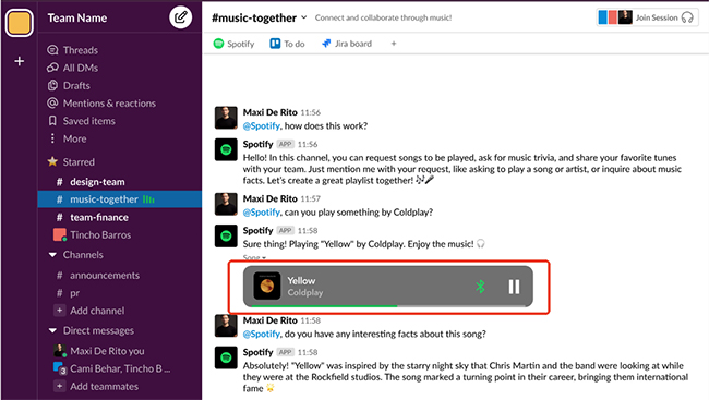 share spotify on slack