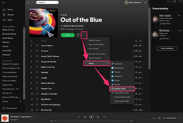 share a playlist on spotify by spotify code