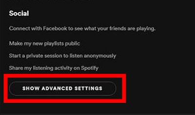 spotify show advanced settings