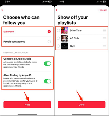 share a playlist on apple music via profile