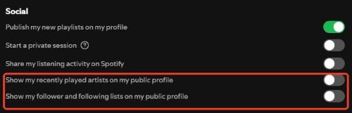 show spotify playlists to public button on spotify