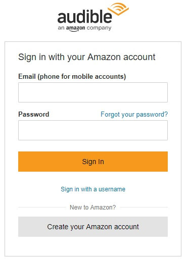sign in audible account