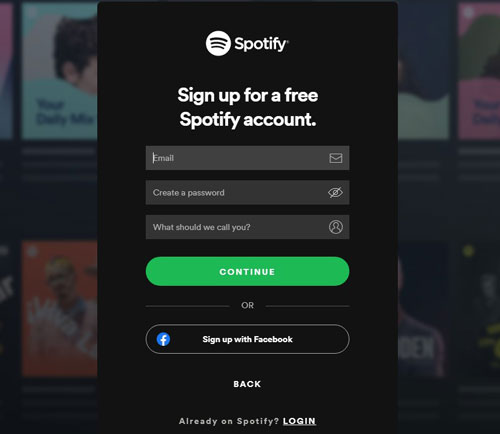 log in to spotify account