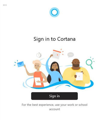 sign in cortana by microsooft account