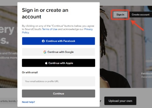 sign in soundcloud account web
