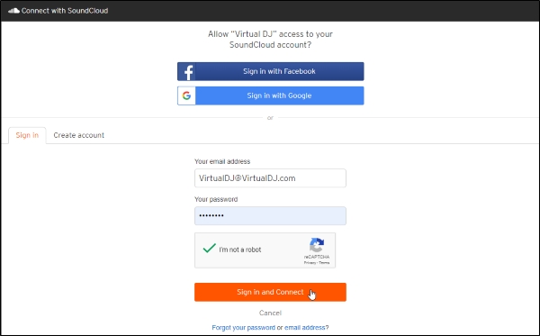 sign in soundcloud virtual dj