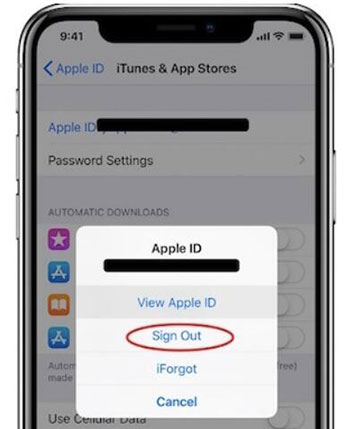 log out apple id to solve apple music offline problem