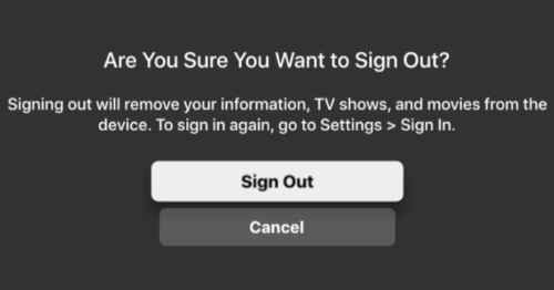 sign out apple tv app