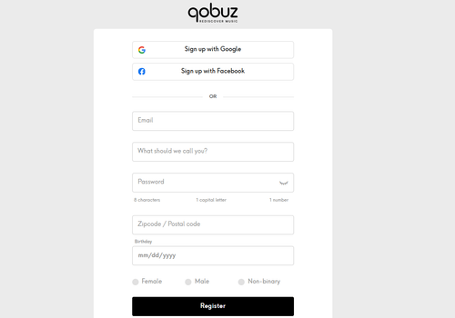 sign up for qobuz account