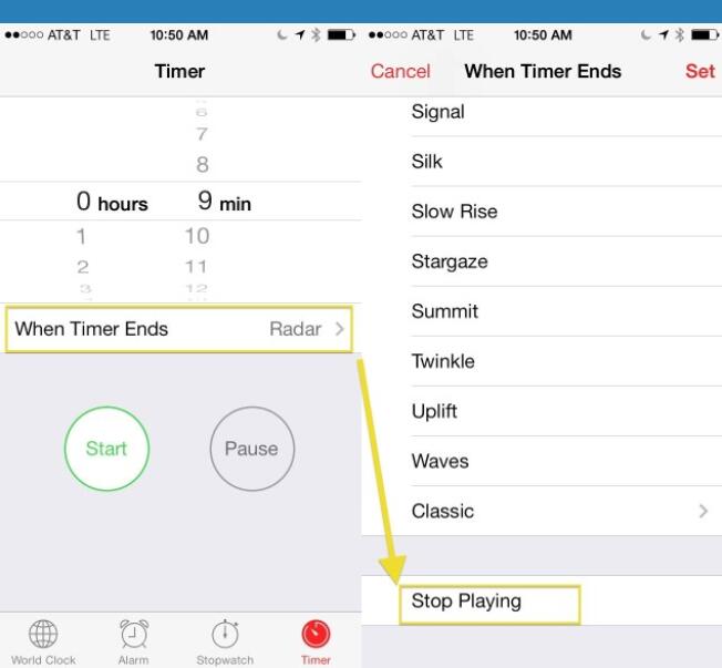 set apple music sleep timer on iphone